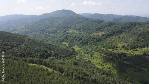 Aerial Summer Landscape of Erul mountain near Kamenititsa peak, Pernik Region, Bulgaria photo