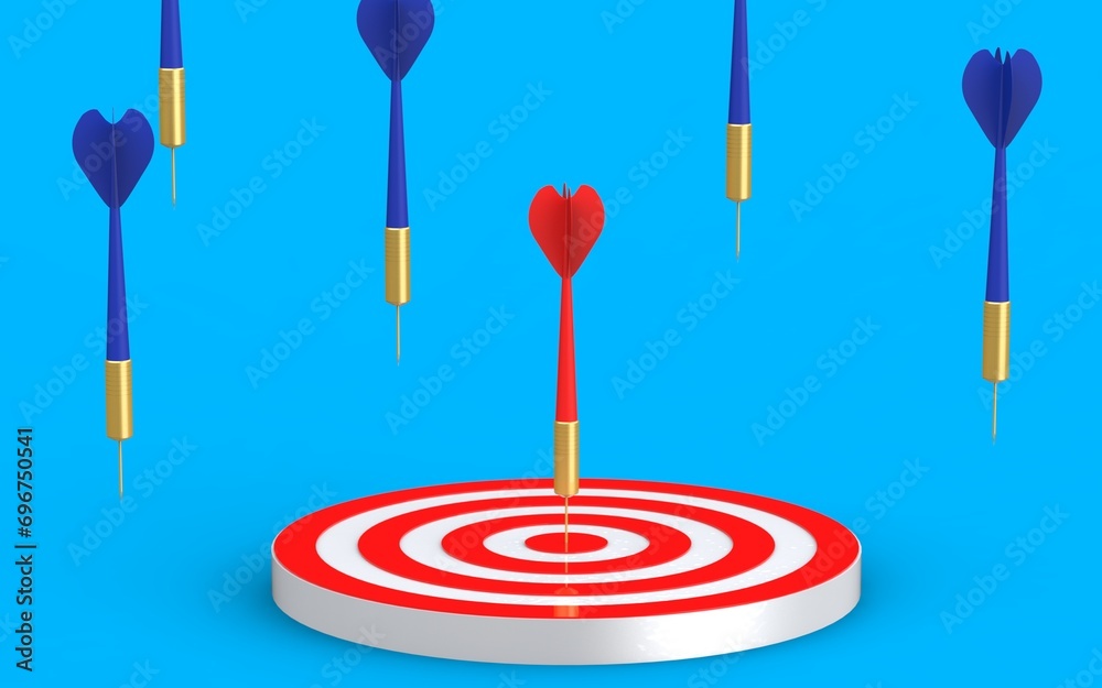 Successful go on-target, Winning over the competitors, Follow the dream, Conquer the goal, Overcome the obstacle, Creative concept on Blue background Successful go on-target, Winning over the competitors, Follow the dream, Conquer the goal, Overcome the obstacle, Creative concept on Blue background