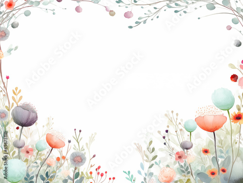 Frame of Happy Easter border frame of flowers sprint time season with copy space