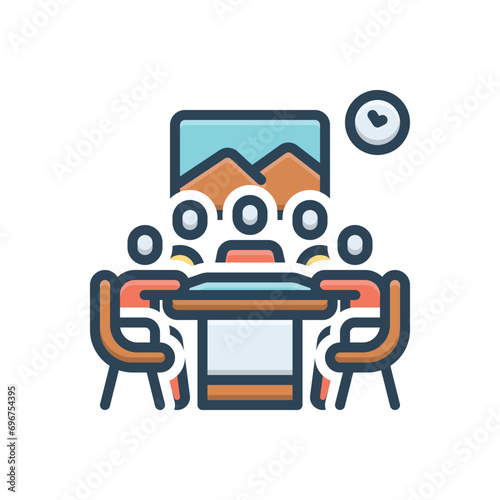 Color illustration icon for meeting 