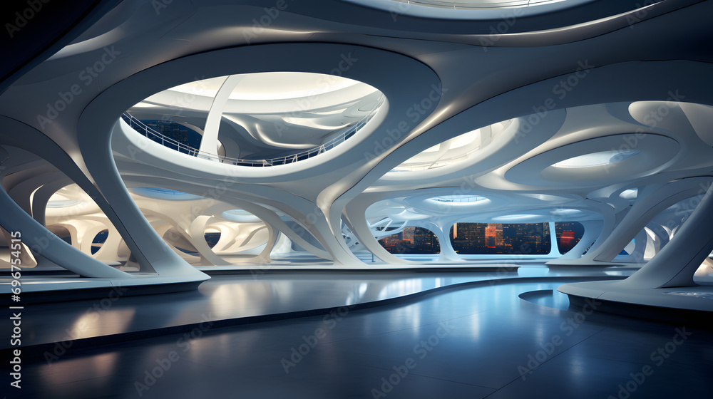 Beautiful modern futuristic building interior architecture Beautiful modern futuristic building interior architecture