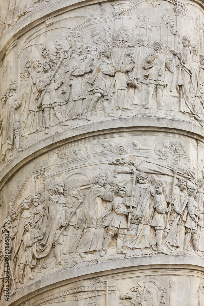 Karlskirche. St. Karl Borromaus cathedral. Pillars of Hercules columns. Vienna