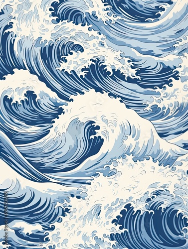 Ocean Waves Print: Serenity Splashes, Natural Patterns for Relaxation
