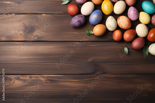 Easter-themed background with colorful easter eggs for product presentation