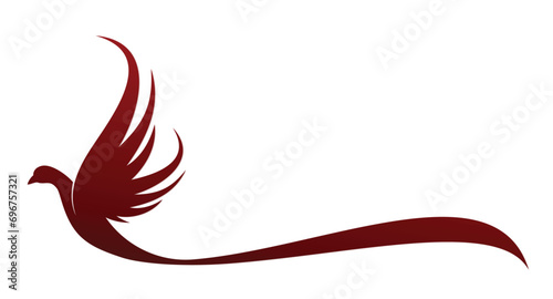 The symbol of a stylized flying red bird.