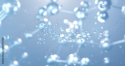 Decoquinate, rotating 3D model of quinolone coccidiostat, seamless looped video, molecular structure with selective focus photo