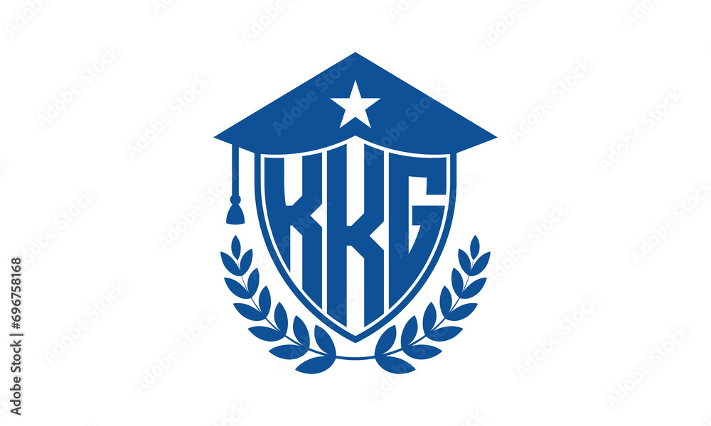KKG three letter iconic academic logo design vector template. monogram, abstract, school, college, university, graduation cap symbol logo, shield, model, institute, educational, coaching canter, tech	