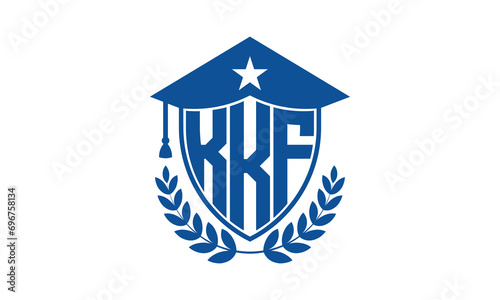 KKF three letter iconic academic logo design vector template. monogram, abstract, school, college, university, graduation cap symbol logo, shield, model, institute, educational, coaching canter, tech	