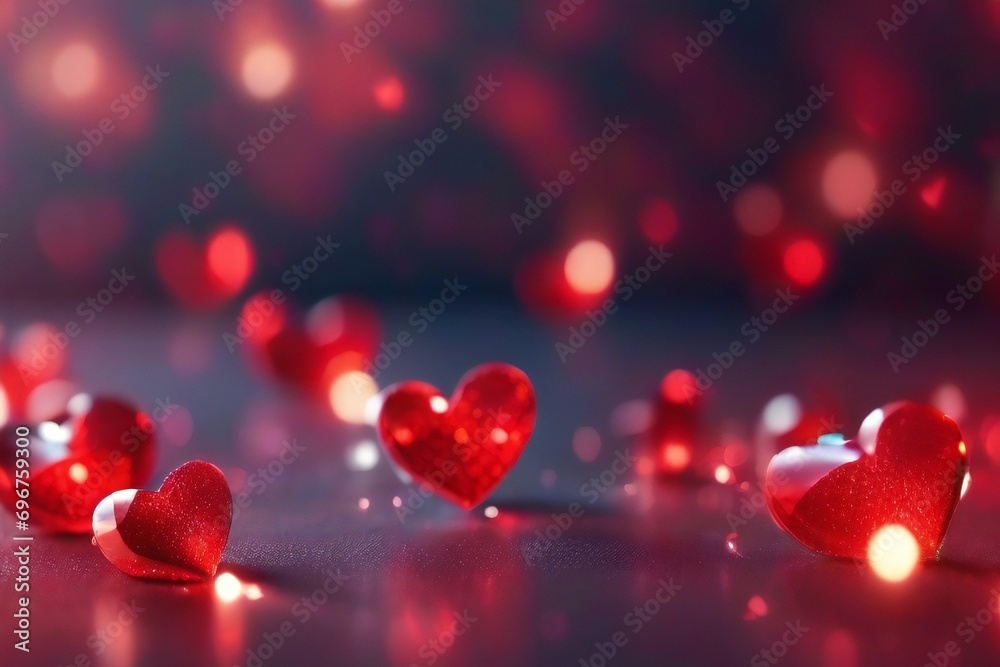 red heart shaped bokeh card, light, celebration, design, hearts, illustration, decoration, shape, romantic, 