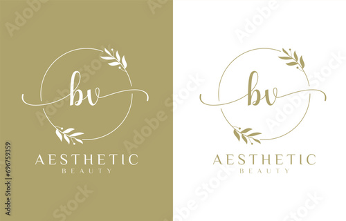 Letter BV Beauty Logo with Flourish Ornament photo