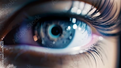 Macro shot of a users eye as they study a website or app layout, highlighting the role of cognitive psychology in understanding how users process information and make decisions while interacting photo