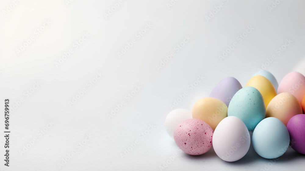 decorated easter eggs with copy space