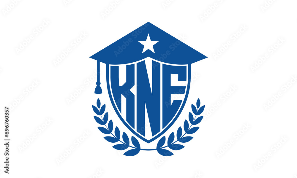 KNE three letter iconic academic logo design vector template. monogram, abstract, school, college, university, graduation cap symbol logo, shield, model, institute, educational, coaching canter, tech KNE three letter iconic academic logo design vector template. monogram, abstract, school, college, university, graduation cap symbol logo, shield, model, institute, educational, coaching canter, tech