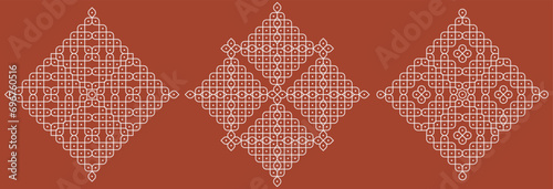 Indian Traditional and Cultural Kolam modern vector, set of home decor patterns