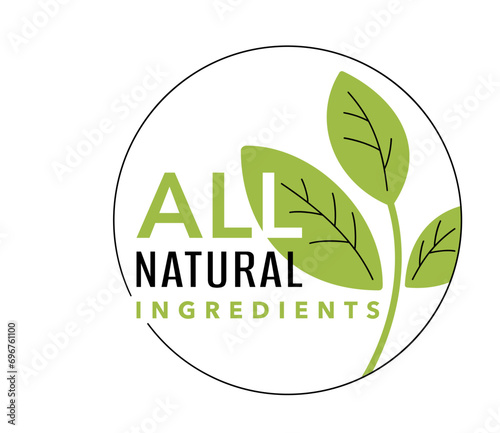 All Natural Ingredients badge in thin line