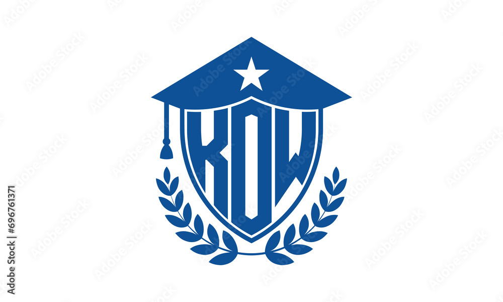 KOW three letter iconic academic logo design vector template. monogram, abstract, school, college, university, graduation cap symbol logo, shield, model, institute, educational, coaching canter, tech KOW three letter iconic academic logo design vector template. monogram, abstract, school, college, university, graduation cap symbol logo, shield, model, institute, educational, coaching canter, tech