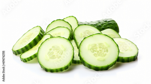 Fresh whole and sliced cucumber