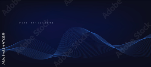 Abstract blue vector background with blue wavy lines. 
