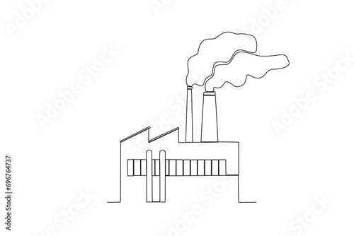 Single continuous line drawing of Factory to supply geothermal energy. Energy industrial Modern single line draw design vector graphic illustration
