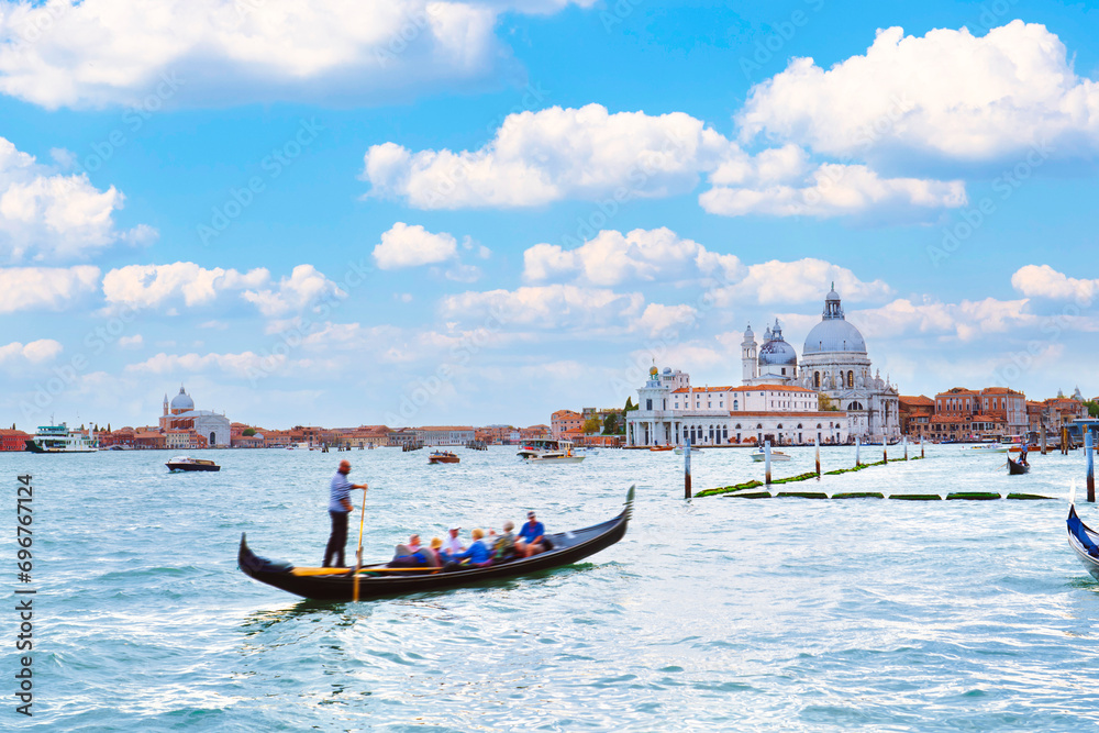 Grand canal with Santa Maria della Salute basilica in Venice Italy - obrazy, fototapety, plakaty 