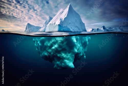 Iceberg, global warming concept. Underwater view