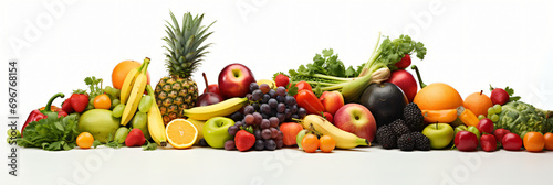 Wide collage of fresh fruits