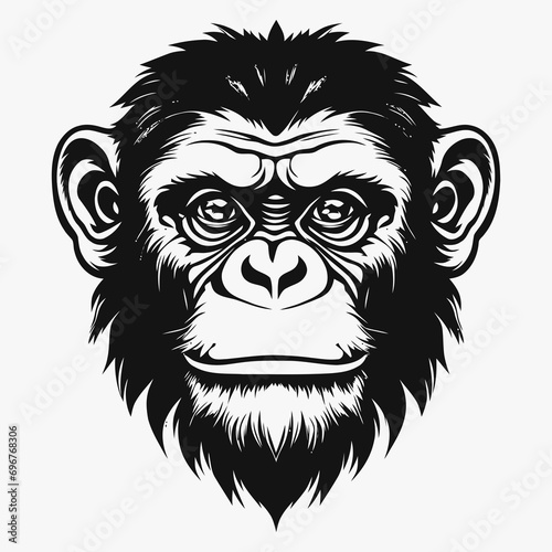 monkey vector logo simple realistic nature primate africa gorilla marmoset chimpanzee art drawing illustration wild animal 