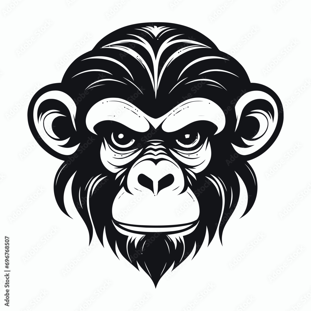 monkey vector logo simple realistic nature primate africa gorilla marmoset chimpanzee art drawing illustration wild animal 