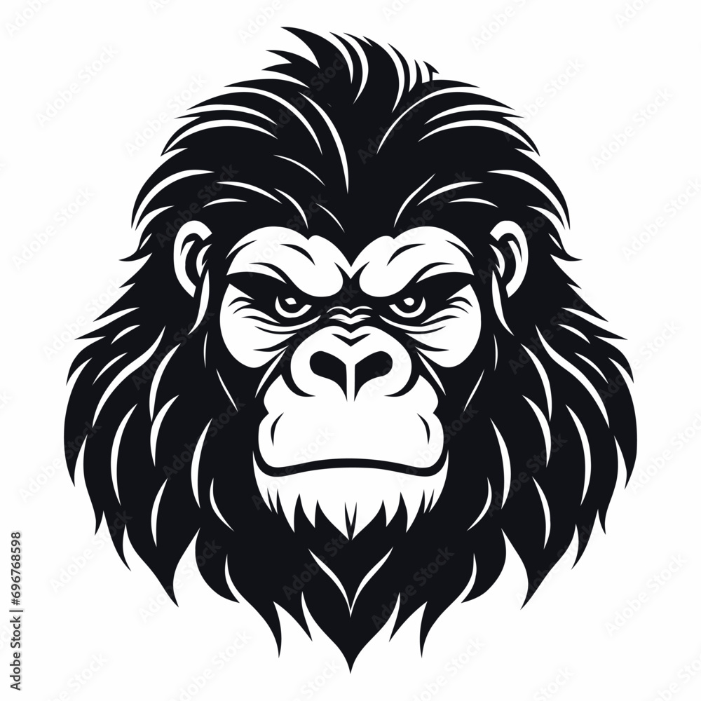 Fototapeta premium monkey vector logo simple realistic nature primate africa gorilla marmoset chimpanzee art drawing illustration wild animal 