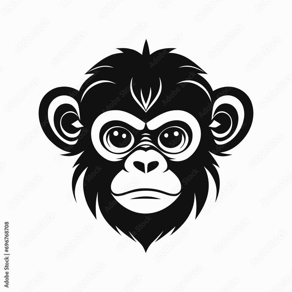 Fototapeta premium monkey vector logo simple realistic nature primate africa gorilla marmoset chimpanzee art drawing illustration wild animal 