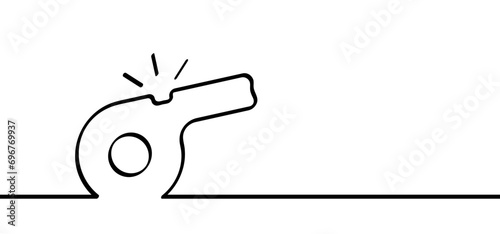 Cartoon referee whistle. Sports whistle. sport game, referee sign. Whistle signal to players. Police whistle. Trainer or coach sign.
