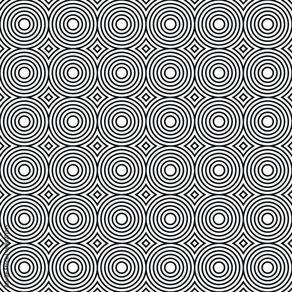 Black and white circles pattern background. Vector illustration