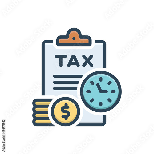 Color illustration icon for tax
