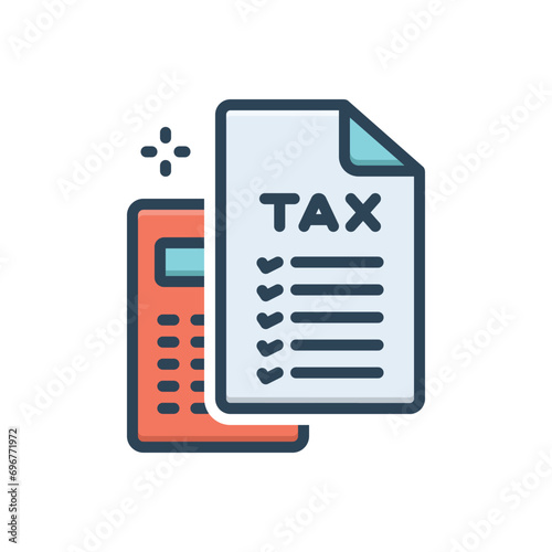 Color illustration icon for tax calculation