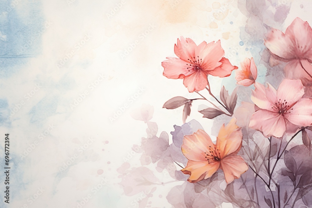 hand drawn decorative spring flowers watercolor design generative ai