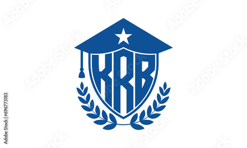 KRB three letter iconic academic logo design vector template. monogram, abstract, school, college, university, graduation cap symbol logo, shield, model, institute, educational, coaching canter, tech	