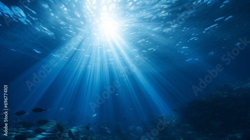 Ocean underwater rays of light background
