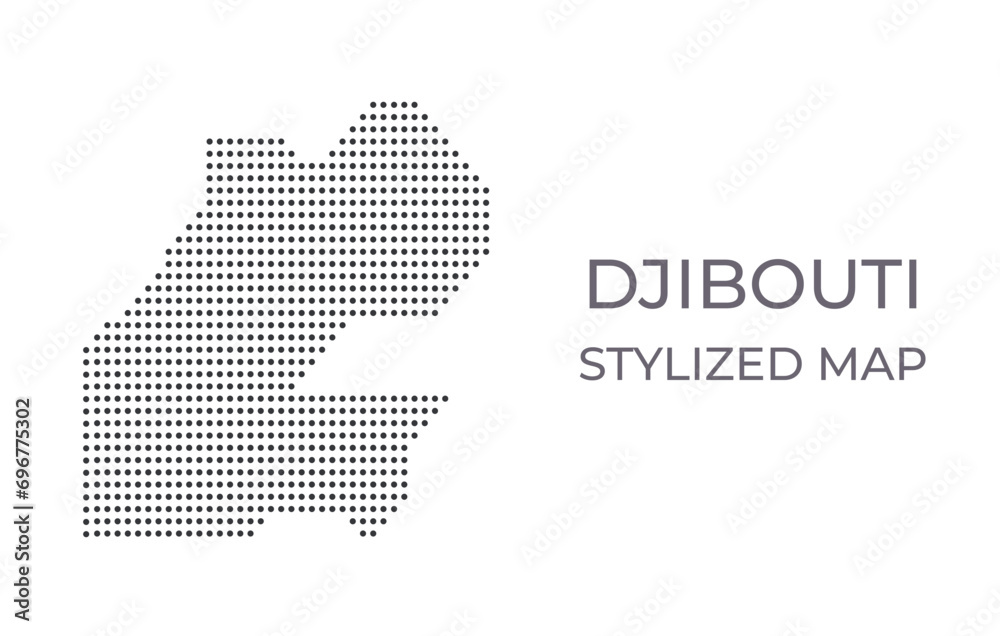 Map of Djibouti in a stylized minimalist style. Simple illustration of the country map.