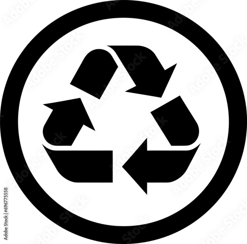 Recycle sign icon silhouette in black color. Vector template design for laser cutting wall art.