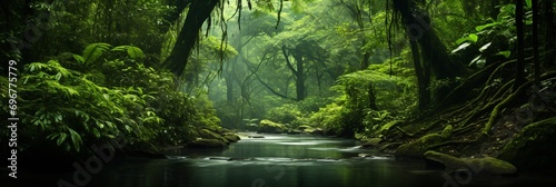 tropical rainforest river landscape photo