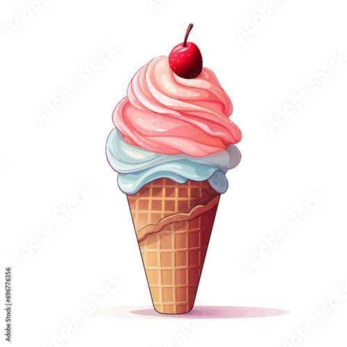 ice, cream, cone, ice cream, dessert, cold, food, icecream, sweet, isolated, ice-cream, strawberry, white, summer, chocolate, vanilla, frozen, snack, wafer, vector, waffle, scoop, delicious, pink, sof