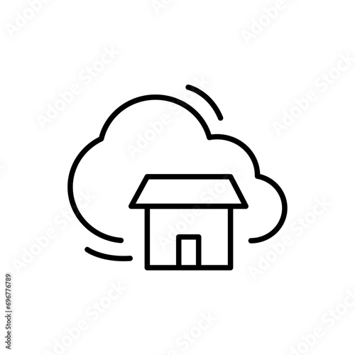 Cloud house outline icons, minimalist vector illustration ,simple transparent graphic element .Isolated on white background