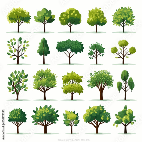 tree, nature, leaf, plant, forest, branch, oak, summer, vector, environment, trees, foliage, spring, illustration, grass, leaves, isolated, set, eco, wood, collection, garden, landscape, growth, big