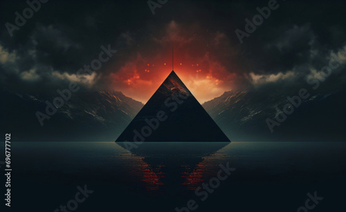a pyramid in an atmospheric and moody lighting