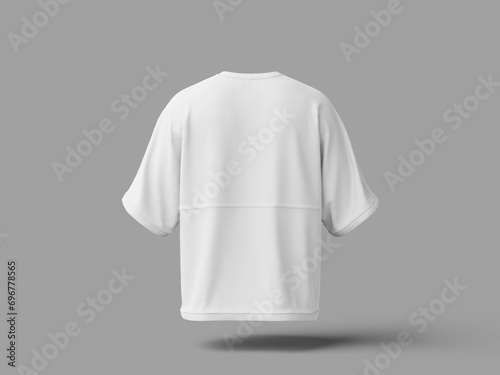 Back View White Blank Oversized Mockup 3D Rendered with Grey Background photo