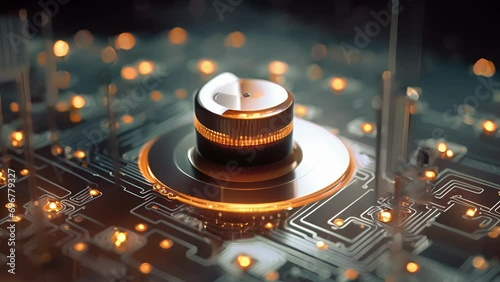 A magnified of a tunneling diode, a device that utilizes the quantum tunneling effect to allow for precise control of electron flow.