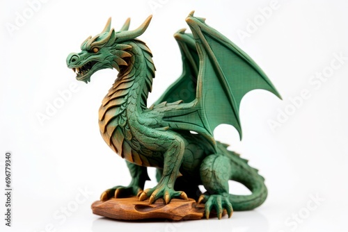 Mythic Green wooden dragon. 2024 symbol happy new year. Generate Ai © juliars