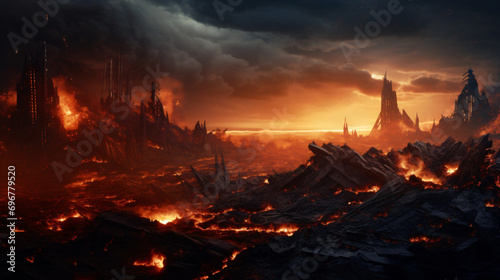 Illustration of Armageddon on dead planet