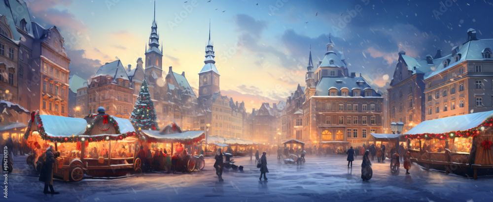 Illustration of traditional christmas market