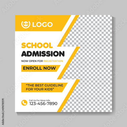 Creative school admission education social media post design back to school web banner template